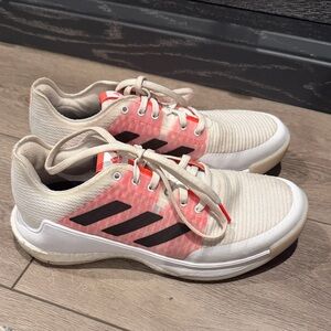 Adidas Women's Pink and White Sneakers